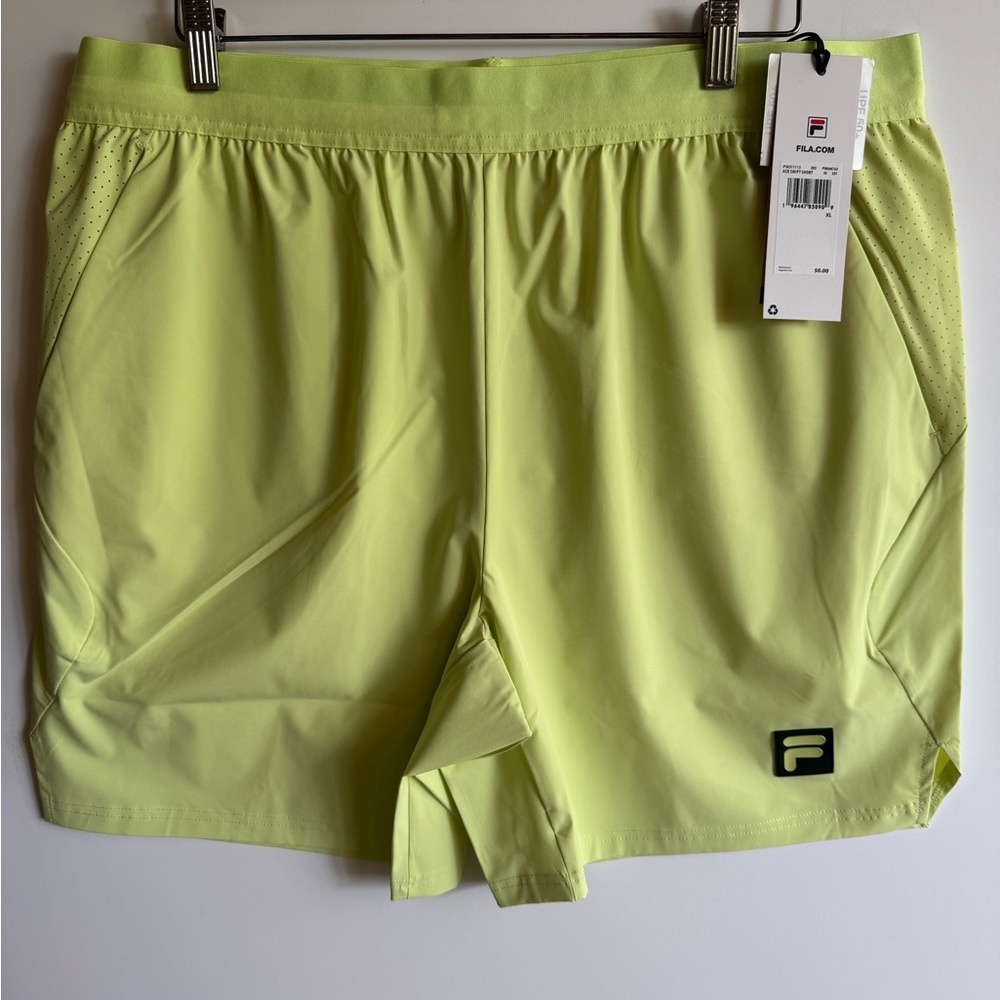 Men’s Fila “Ace Swift” Tennis/Pickleball Shorts. XL. Lime Green.